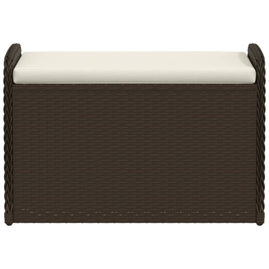 Banco de almacenaje y cojín ratán sintético marrón 80x51x52