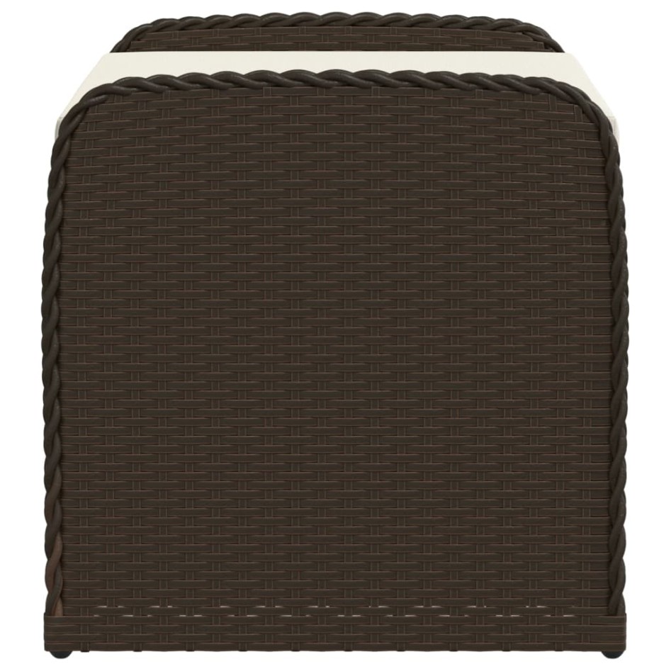 Banco de almacenaje y cojín ratán sintético marrón 80x51x52