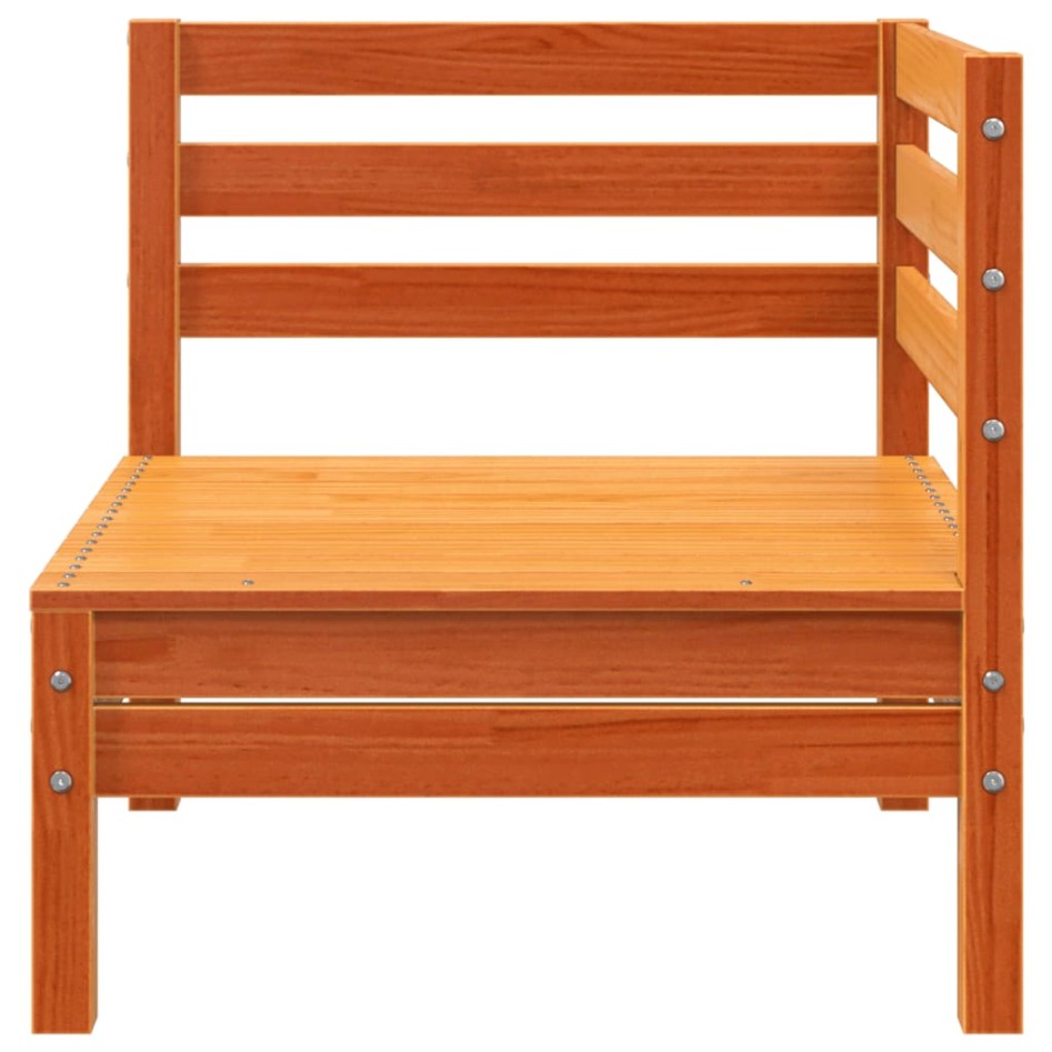 Sofá de jardín 2 plazas con reposapiés madera pino marrón