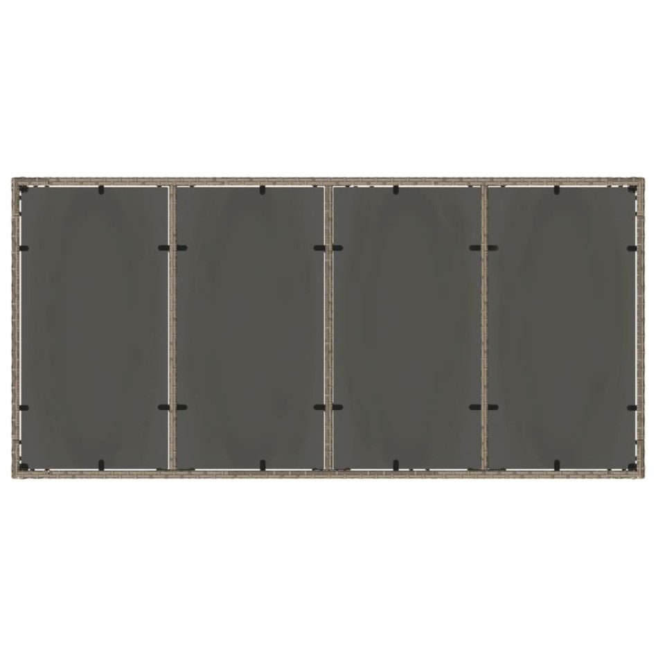 Mesa de jardín superficie de vidrio ratán PE gris 190x90x75