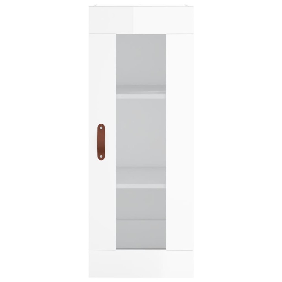 Aparador alto madera contrachapada blanco brillo 34,5x34x180