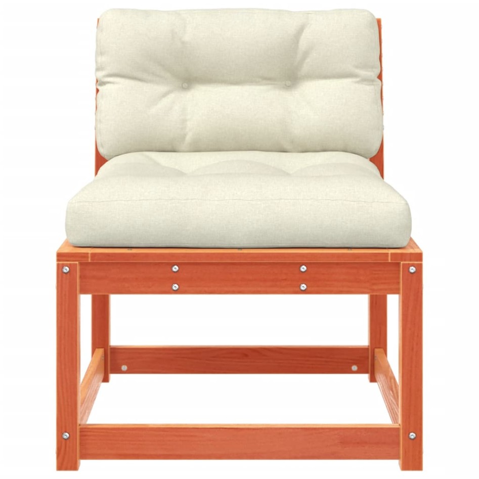 Sofás jardín con cojines 2 uds madera maciza pino marrón