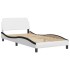 Estructura de cama con cabecero cuero sintético blanco y