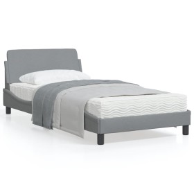 Estructura de cama con cabecero de tela gris claro 100x200