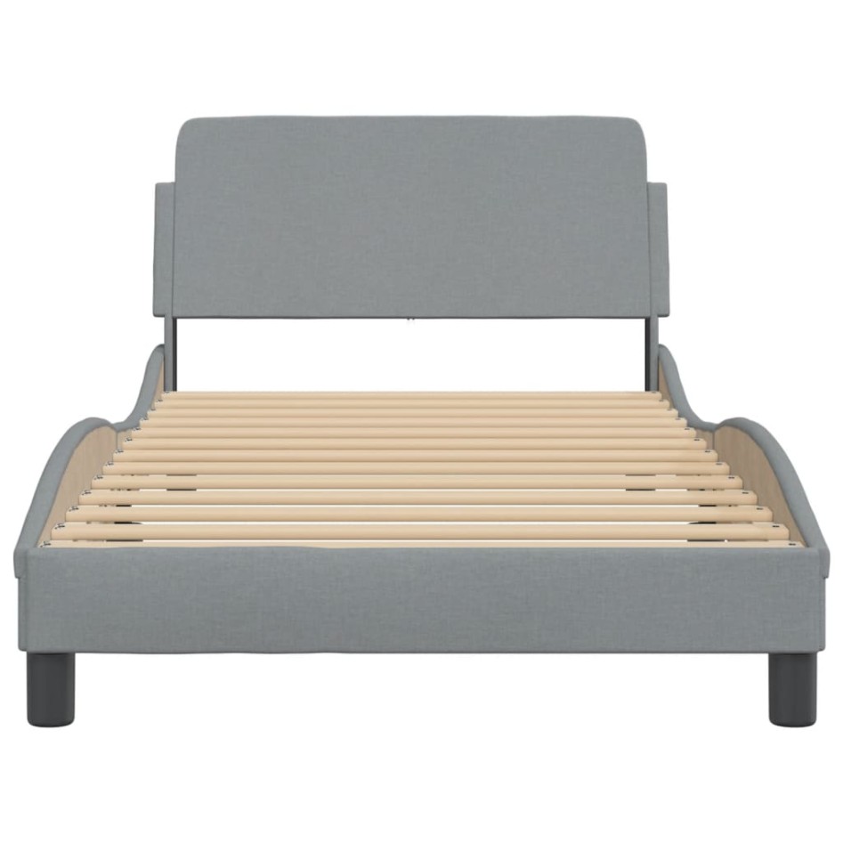 Estructura de cama con cabecero de tela gris claro 100x200