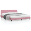 Estructura de cama con cabecero de terciopelo rosa 180x200 cm