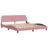 Estructura de cama con cabecero de terciopelo rosa 180x200