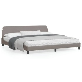 Estructura de cama con cabecero de tela gris taupe 200x200