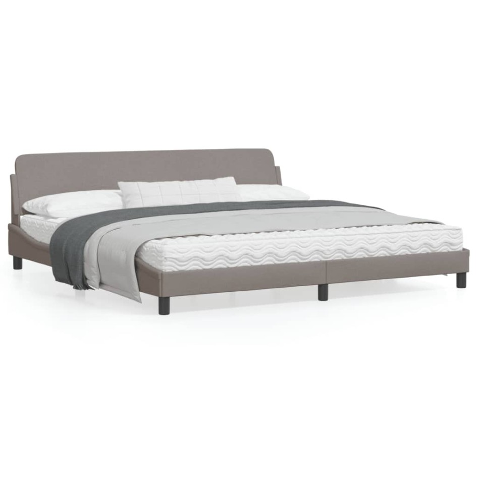 Estructura de cama con cabecero de tela gris taupe 200x200