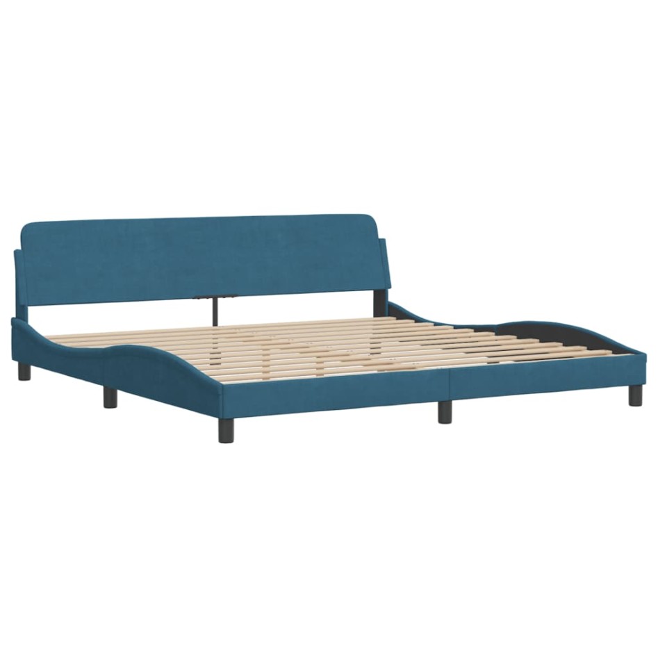 Estructura de cama con cabecero terciopelo azul 200x200