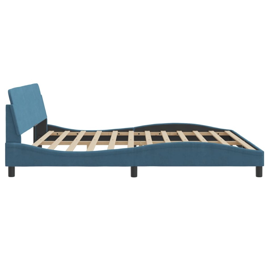 Estructura de cama con cabecero terciopelo azul 200x200