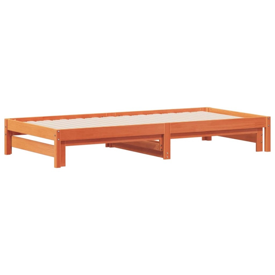 Sofá cama nido madera maciza de pino marrón cera 90x200