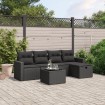 Set de sofás de jardín 6 piezas y cojines ratán sintético negro