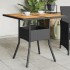 Mesa de jardín superficie de madera ratán PE negro 80x80x75