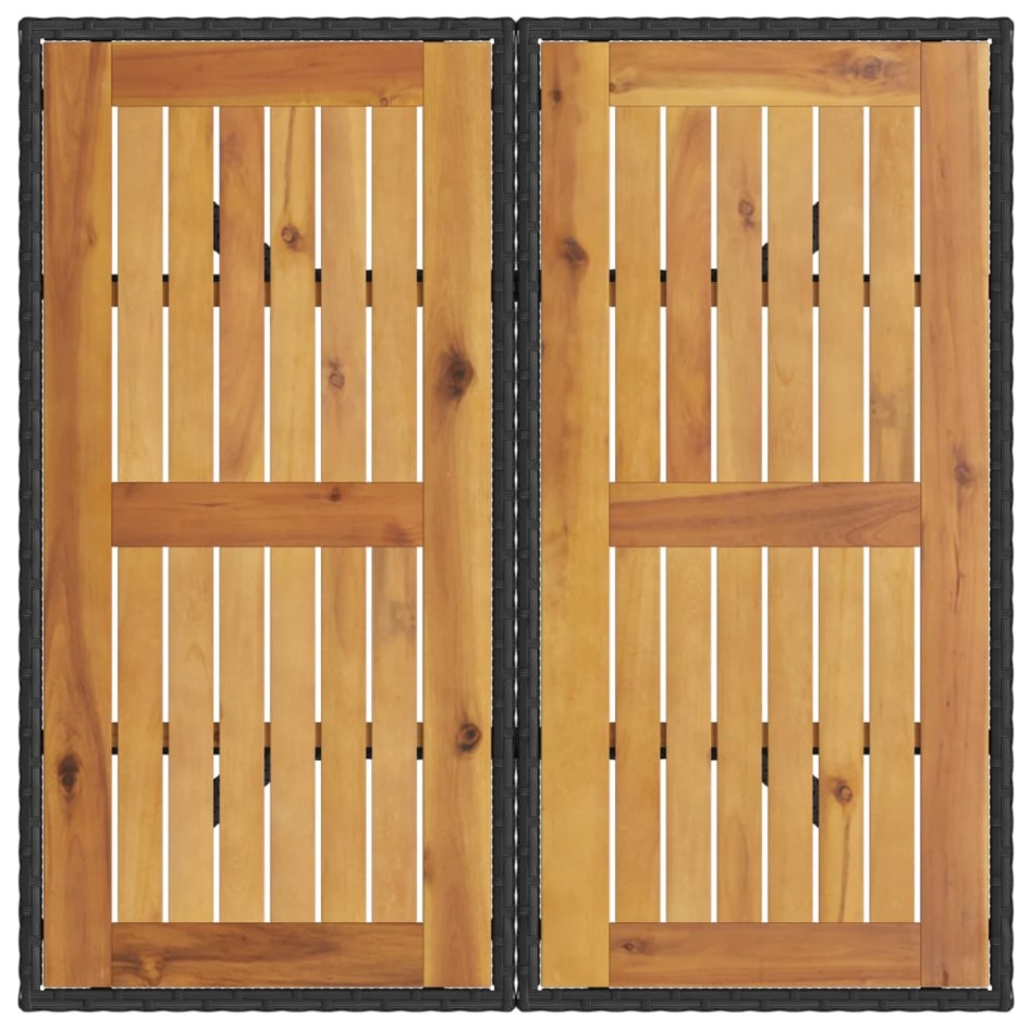 Mesa de jardín superficie de madera ratán PE negro 80x80x75