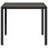 Mesa de jardín superficie de vidrio ratán PE negro 90x90x75