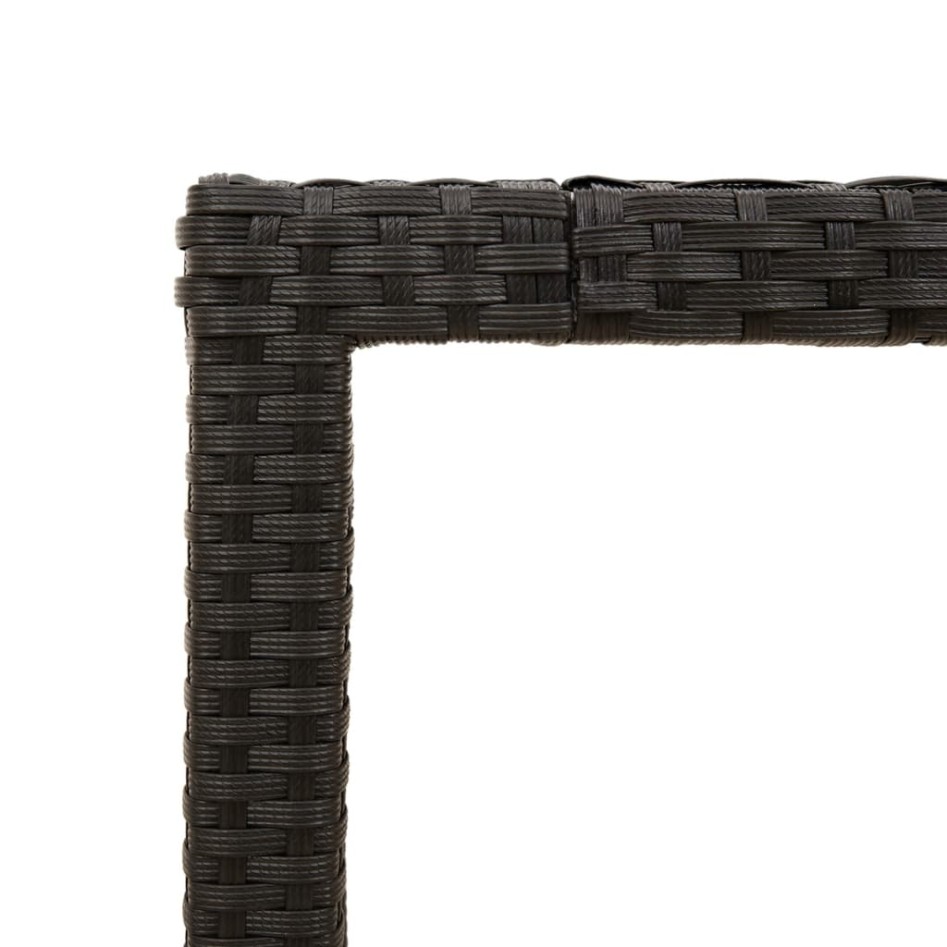 Mesa de jardín superficie de vidrio ratán PE negro 90x90x75