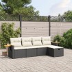 Set de muebles de jardín 5 pzas y cojines ratán sintético negro