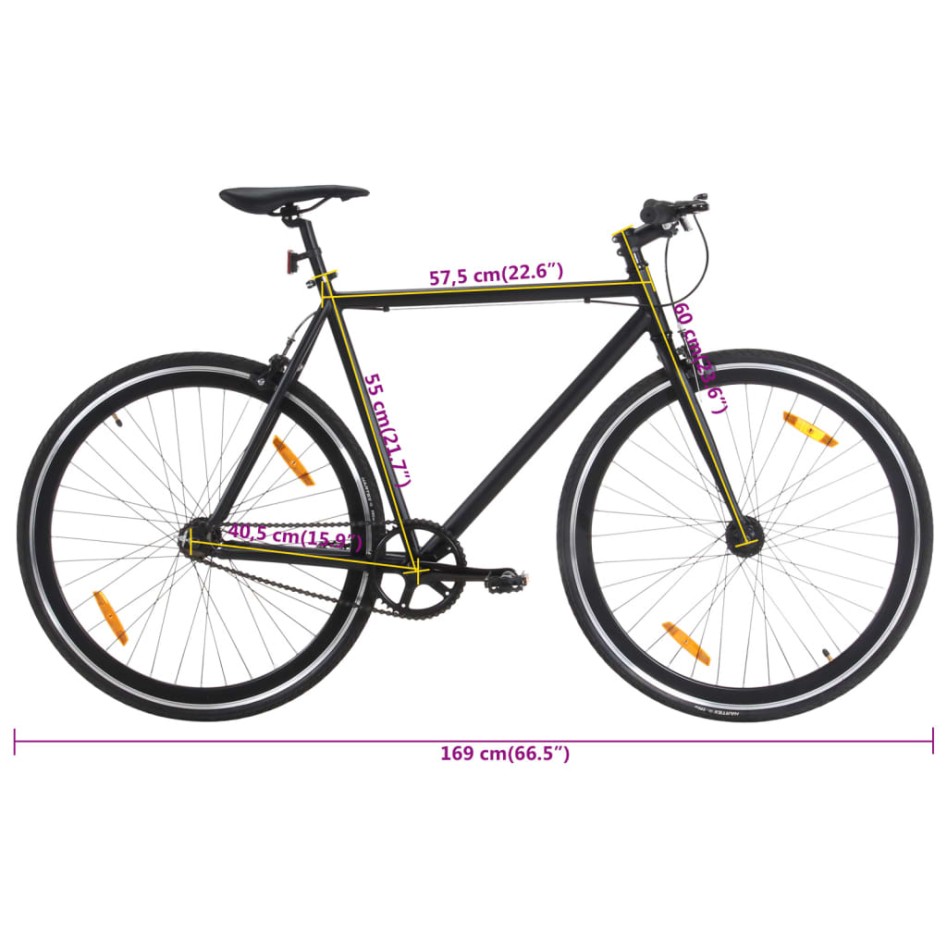 Bicicleta de piñón fijo negro 700c 55