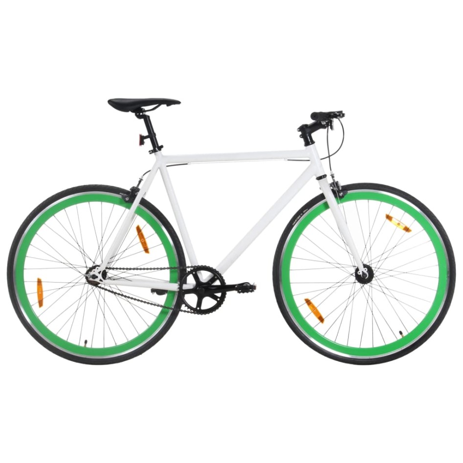 Bicicleta de piñón fijo blanco y verde 700c 51