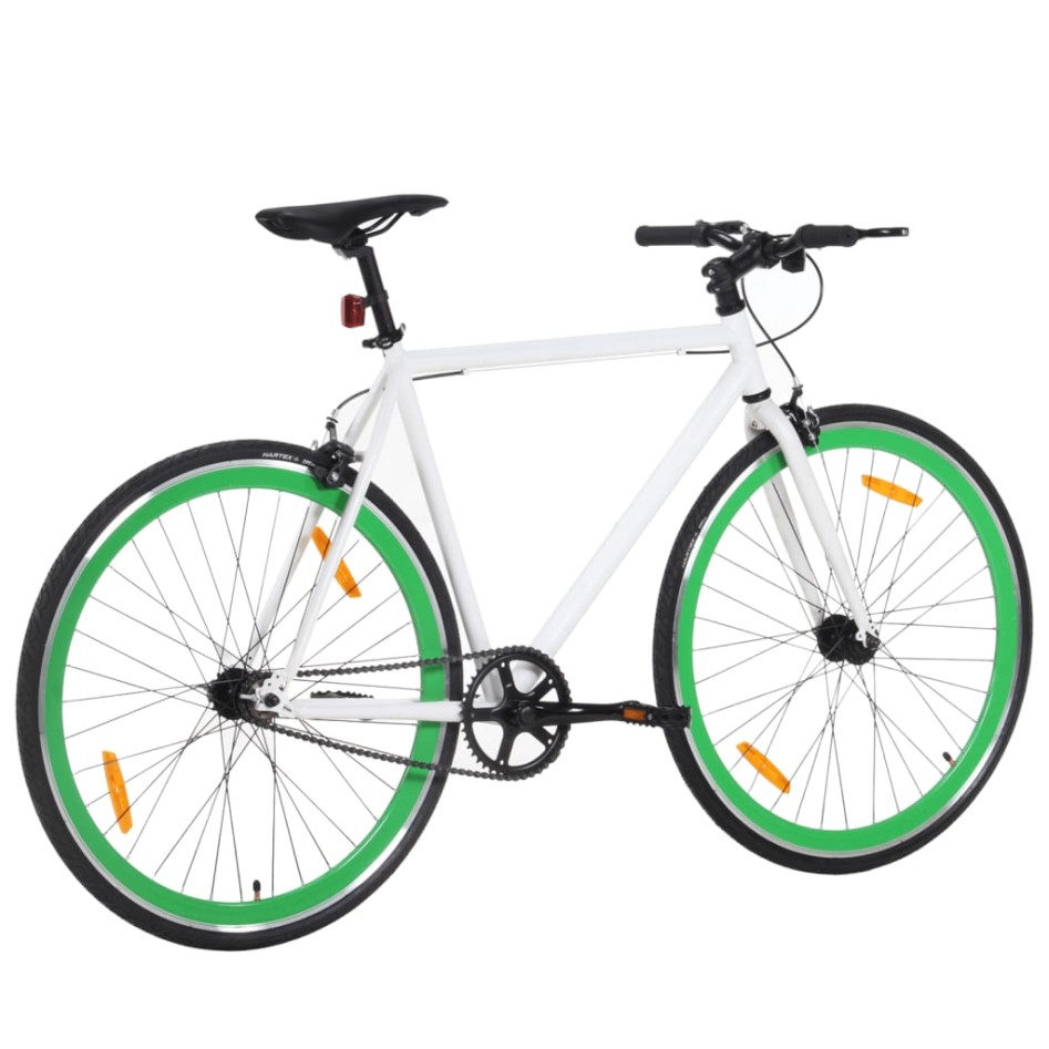 Bicicleta de piñón fijo blanco y verde 700c 51
