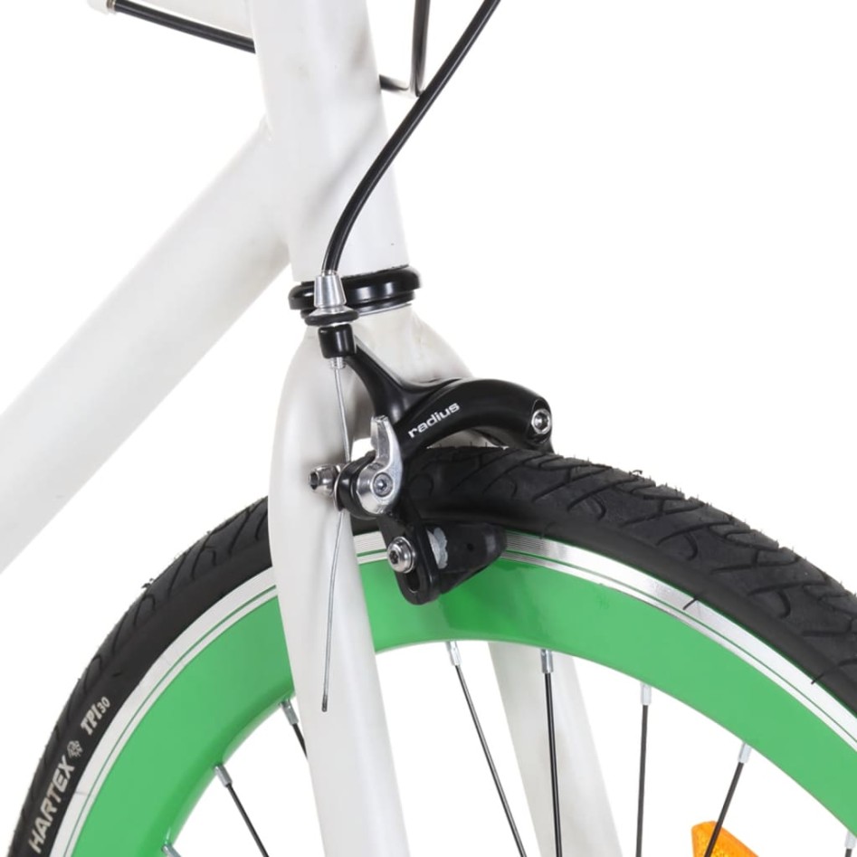 Bicicleta de piñón fijo blanco y verde 700c 51
