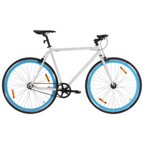 Bicicleta de piñón fijo blanco y azul 700c 55