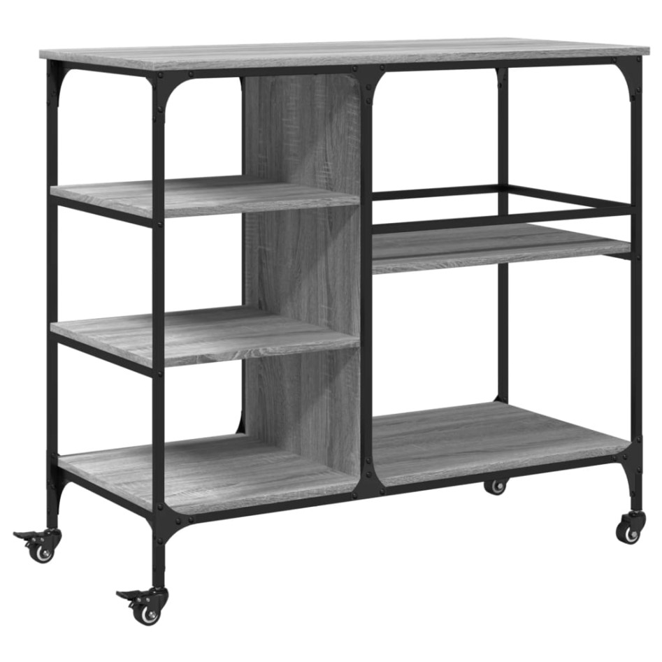 Carrito de cocina madera ingeniería gris Sonoma 100x45x89,5