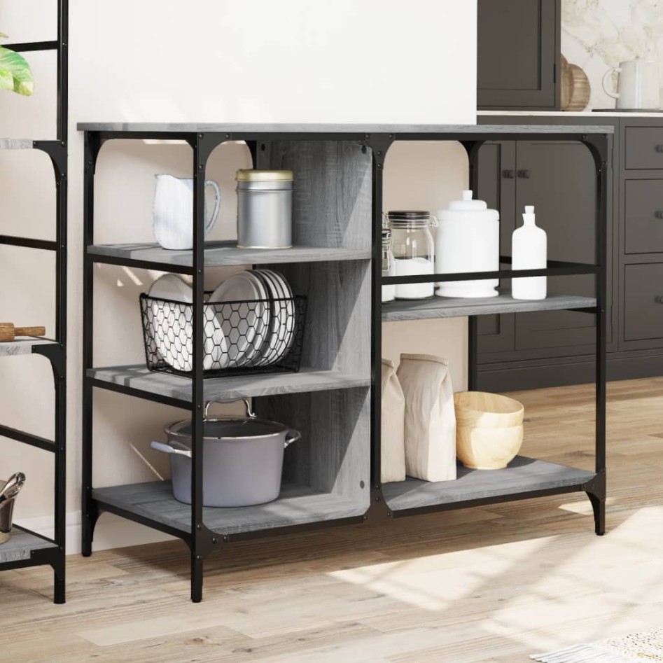 Carrito de cocina madera ingeniería gris Sonoma 100x45x89,5
