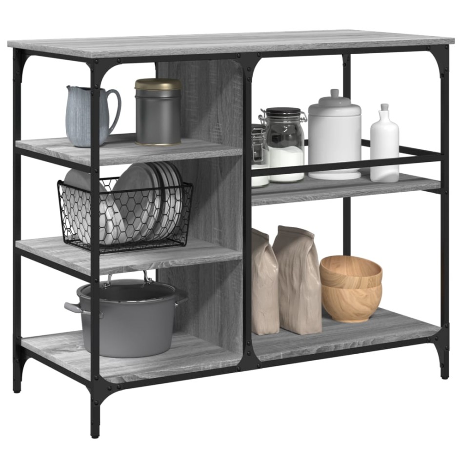 Carrito de cocina madera ingeniería gris Sonoma 100x45x89,5