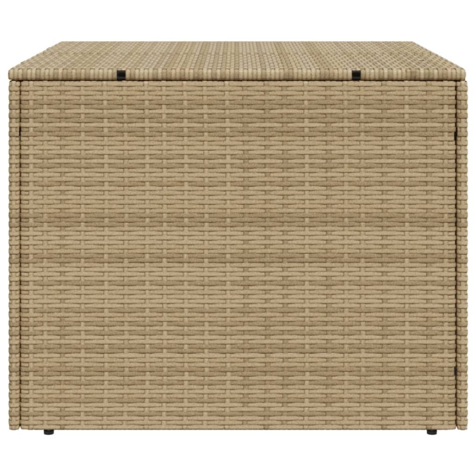 Caja de almacenaje de jardín ratán sintético beige mezcla