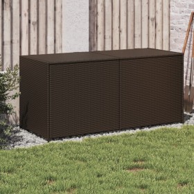 Caja de almacenaje de jardín ratán sintético marrón