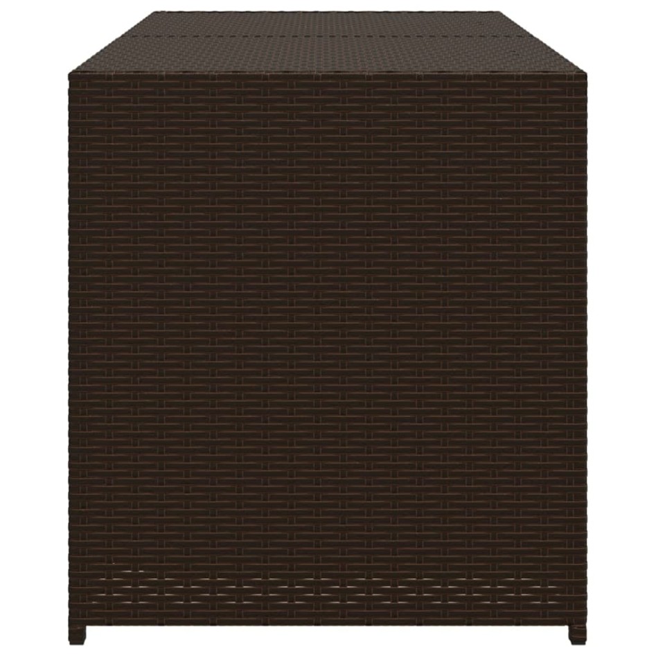 Caja de almacenaje de jardín ratán sintético marrón