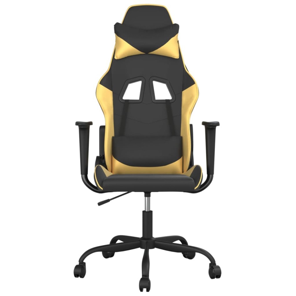 Silla gaming de masaje cuero sintético negro y