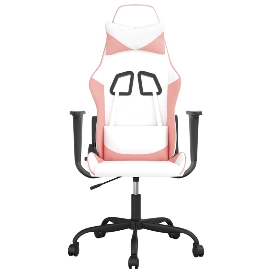 Silla gaming de masaje cuero sintético blanco y