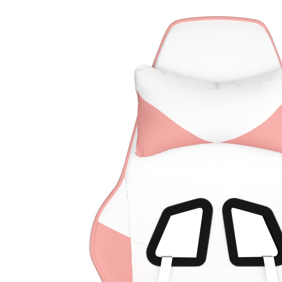 Silla gaming de masaje cuero sintético blanco y