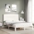 Estructura de cama con cabecero madera maciza blanco 140x190