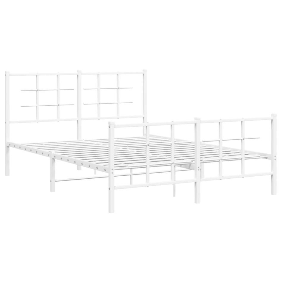 Estructura cama metal cabecero y estribo blanco 140x190