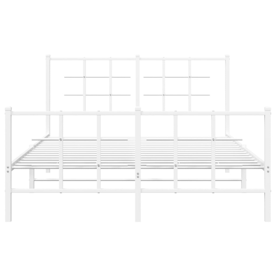 Estructura cama metal cabecero y estribo blanco 140x190