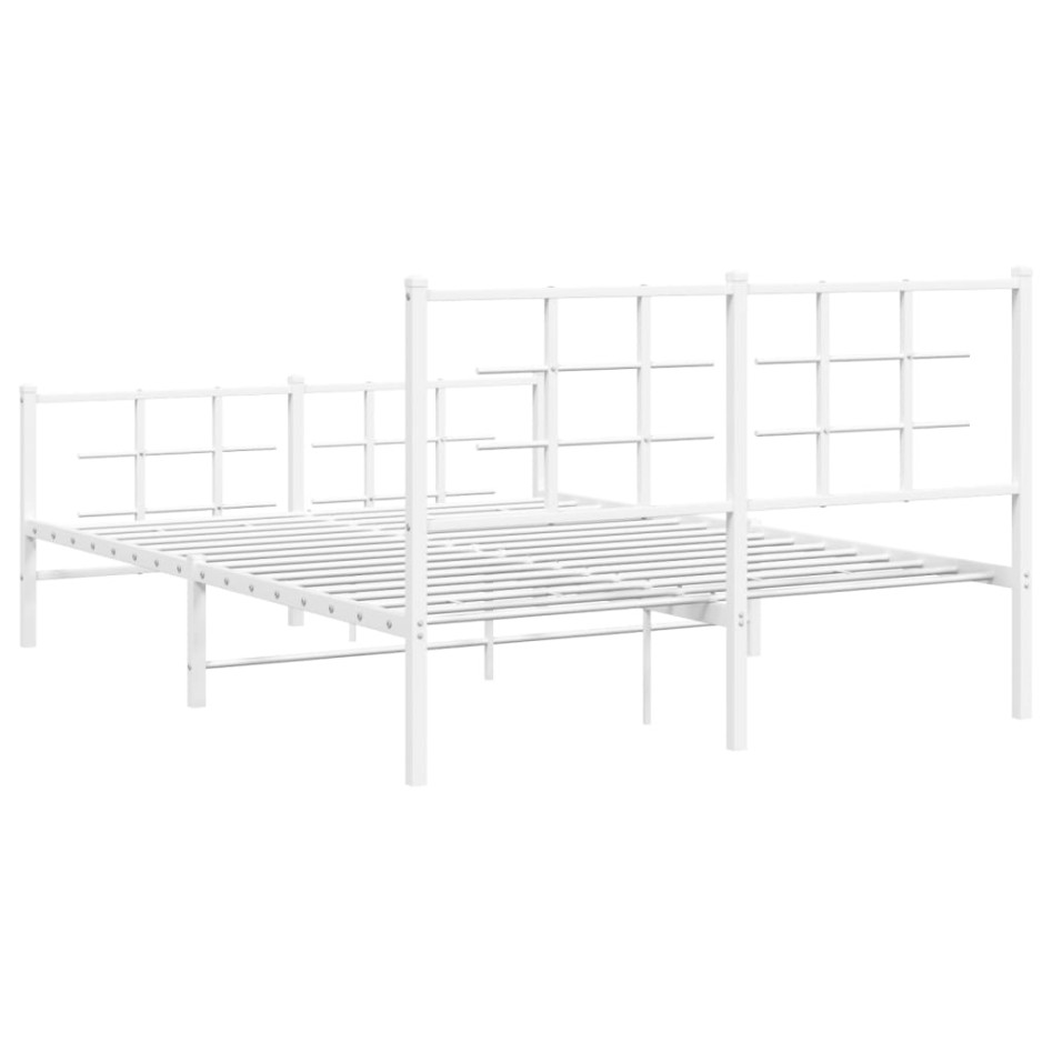 Estructura cama metal cabecero y estribo blanco 140x190