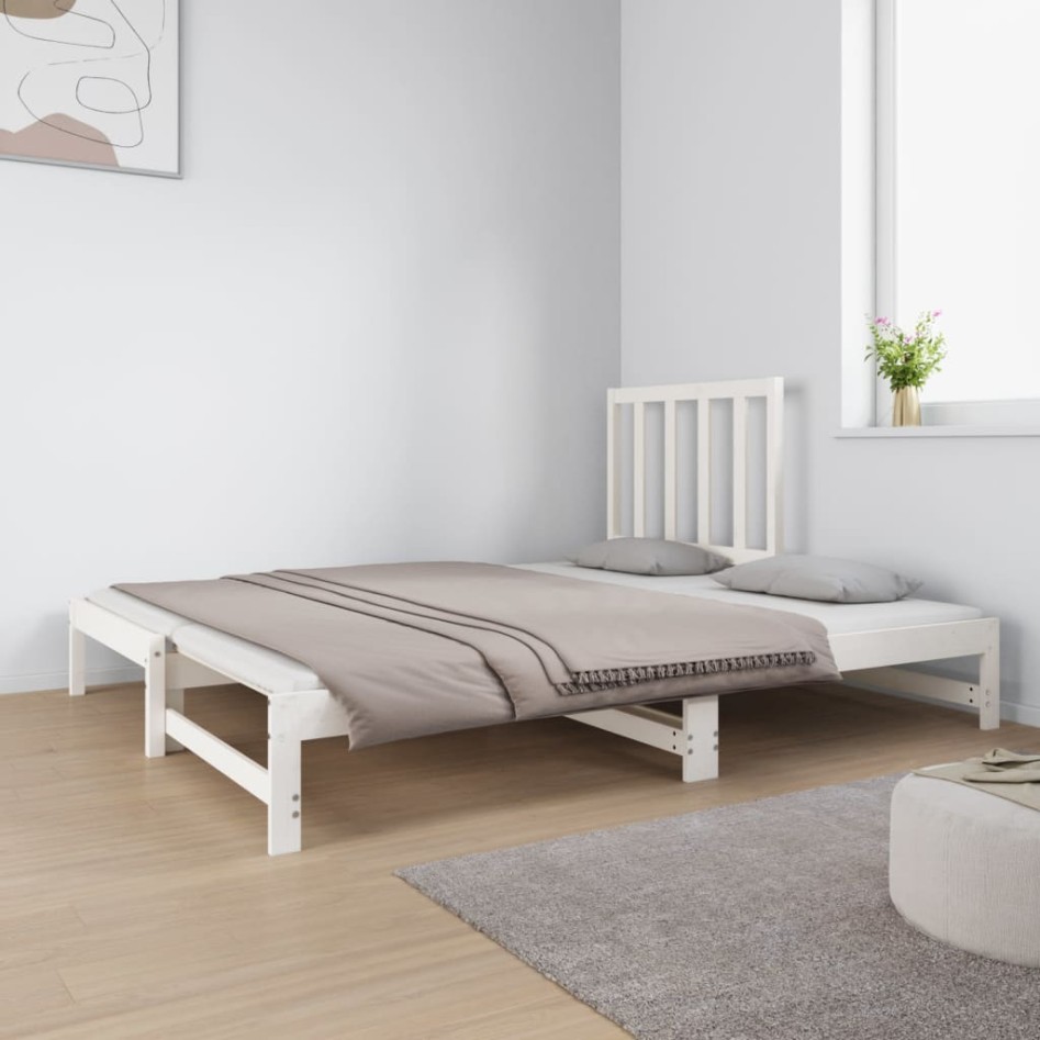 Sofá cama extraíble madera maciza de pino blanco 2x(90x190)