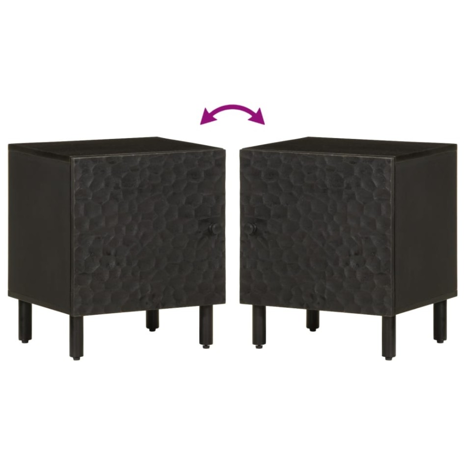 Mesitas de noche 2 uds madera maciza de mango negro 40x33x46