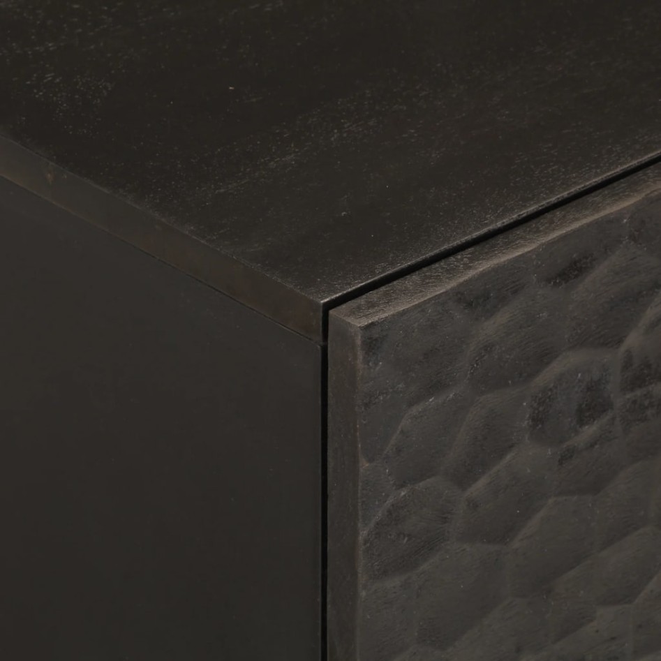 Mesitas de noche 2 uds madera maciza de mango negro 40x33x46