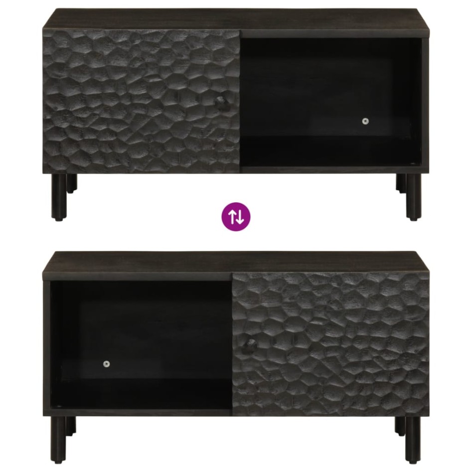 Mesa de centro madera maciza de mango negra 80x50x40