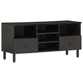 Mueble de TV madera maciza de mango negro 100x33x46