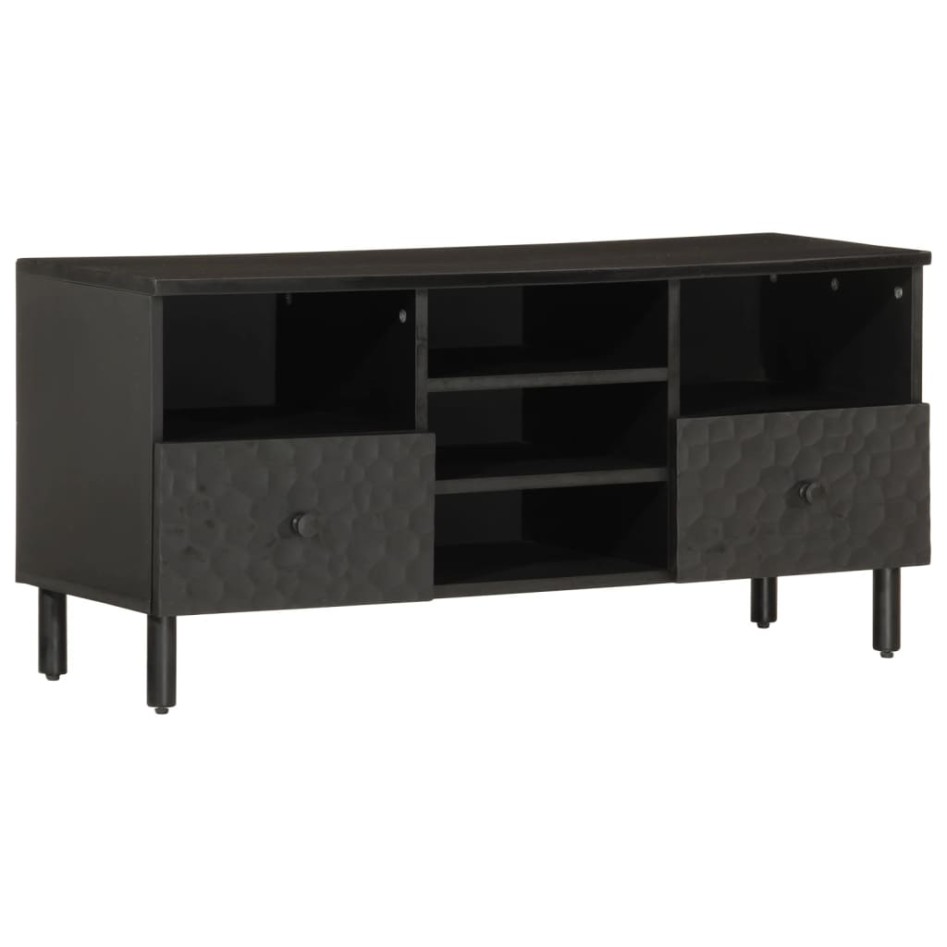 Mueble de TV madera maciza de mango negro 100x33x46