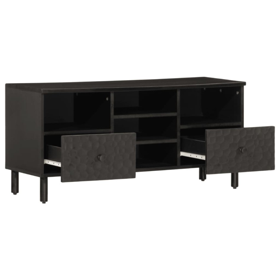 Mueble de TV madera maciza de mango negro 100x33x46
