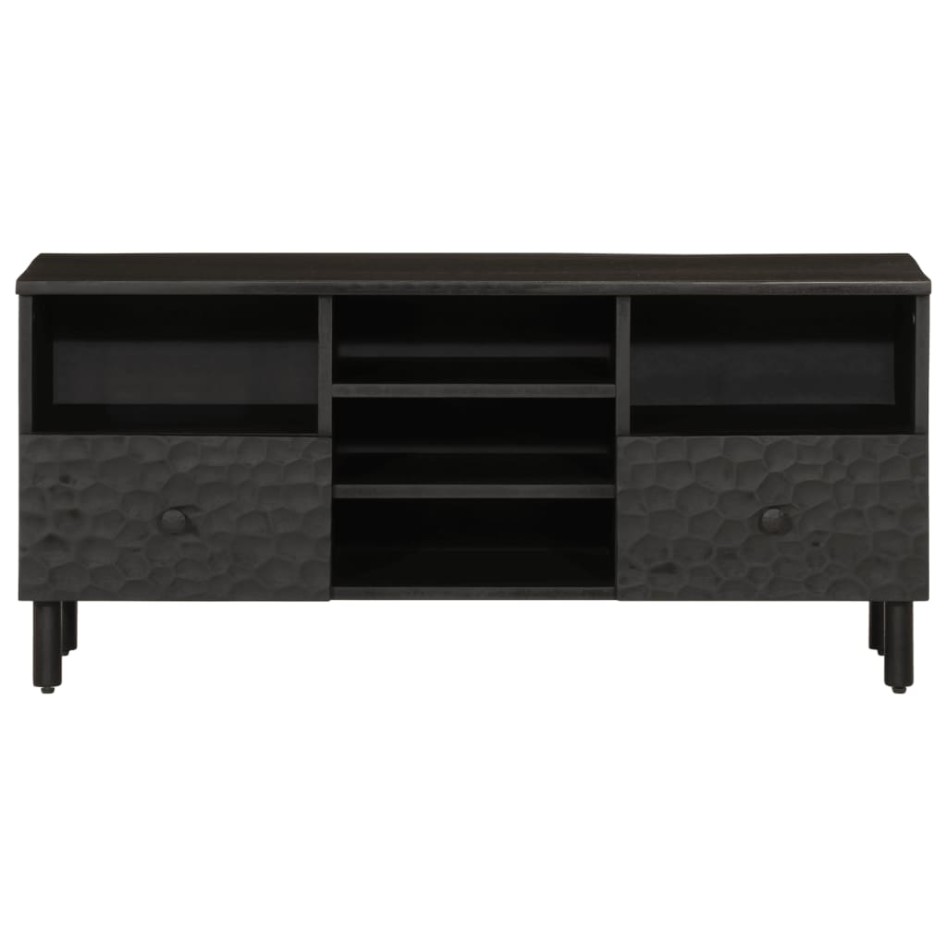 Mueble de TV madera maciza de mango negro 100x33x46