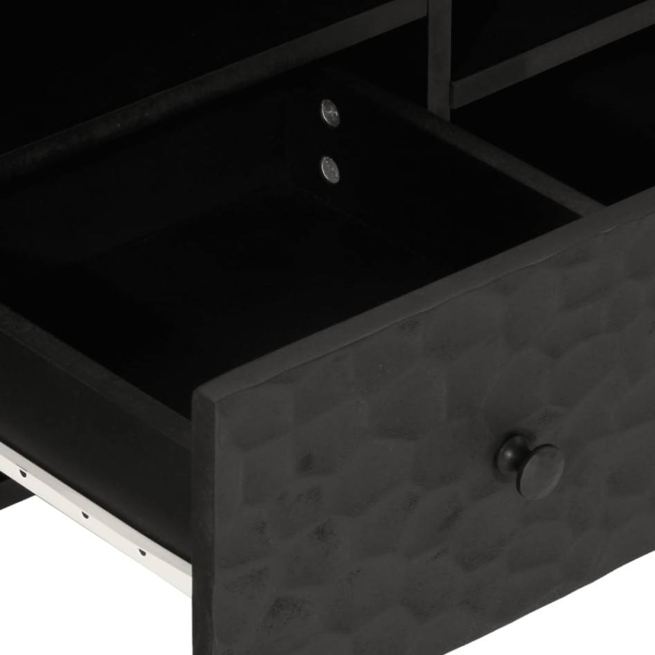 Mueble de TV madera maciza de mango negro 100x33x46