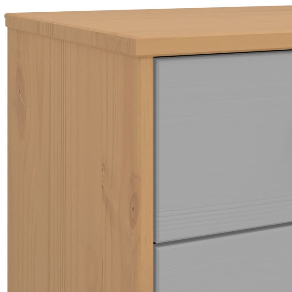 Cómoda de cajones OLDEN madera maciza de pino gris y